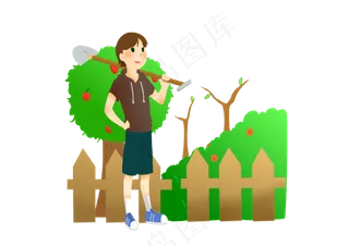植树节拿铲子的小女孩
