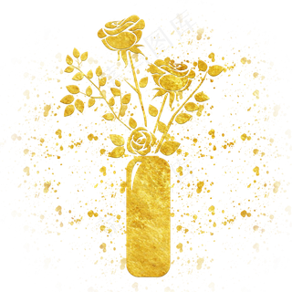 中国风传统烫金鲜花花纹装饰图之