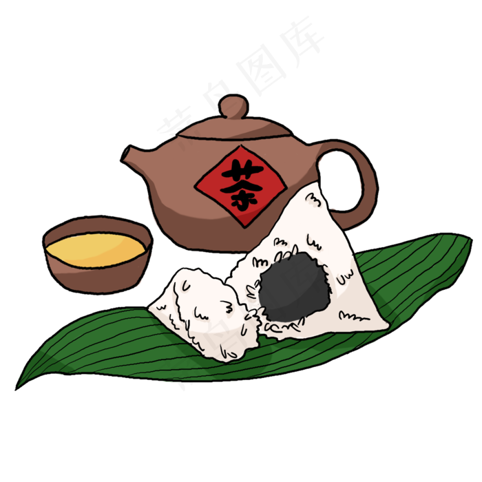 端午节彩色手绘豆沙甜粽子(2000X2000(DPI:300))psd模版下载