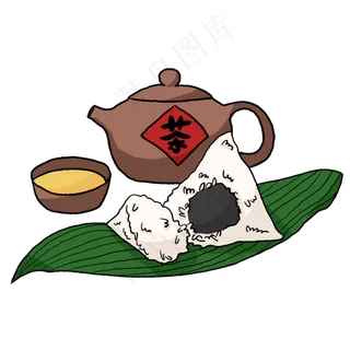 端午节彩色手绘豆沙甜粽子