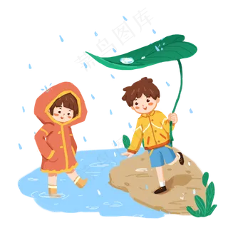 24节气雨水春天池塘边,免抠元素