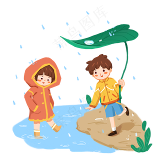 24节气雨水春天池塘边,免抠元素