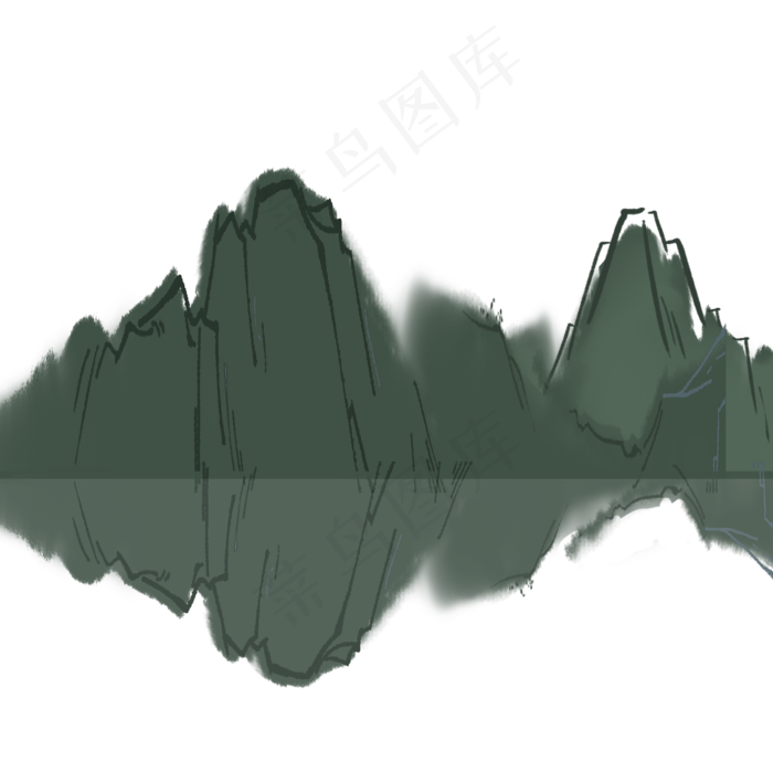 国风水墨山水倒影水墨画(2000X2000(DPI:300))psd模版下载
