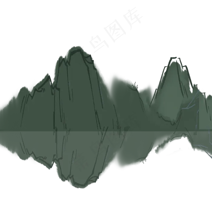 国风水墨山水倒影水墨画(2000X2000(DPI:300))psd模版下载