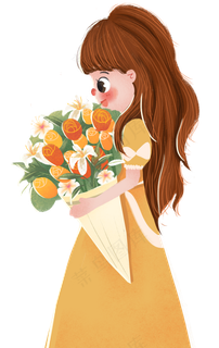 捧花女孩,免抠元素