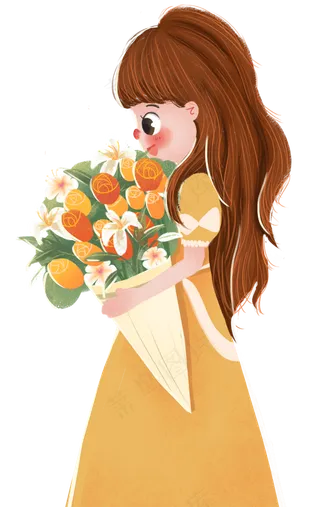 捧花女孩,免抠元素