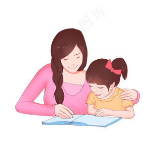 手绘三八妇女节母亲节妈妈和孩子,免抠元素