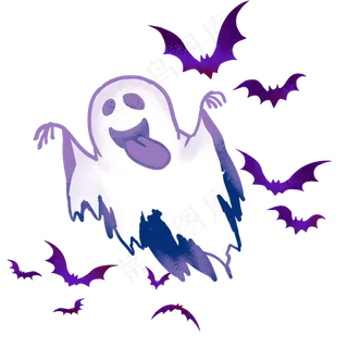可商用万圣节手绘卡通可爱鬼魂幽,免抠元素