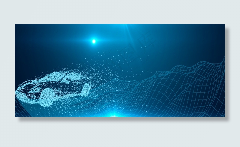 汽车科技粒子蓝色炫光Banner背景