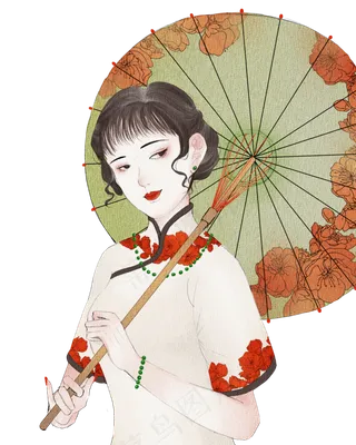 民国古风美女撑伞