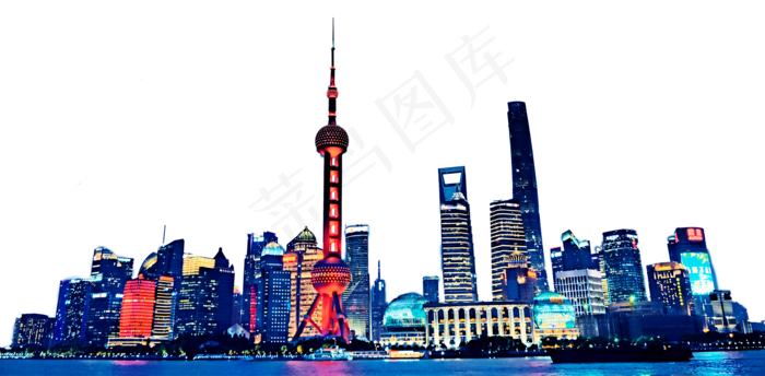 东方明珠金茂大厦,免抠元素(2000*982px 300 dpi )psd模版下载