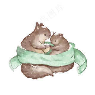 卡通冬天动物小松鼠,免抠元素