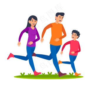 母亲节父亲节跑步运动人物素材