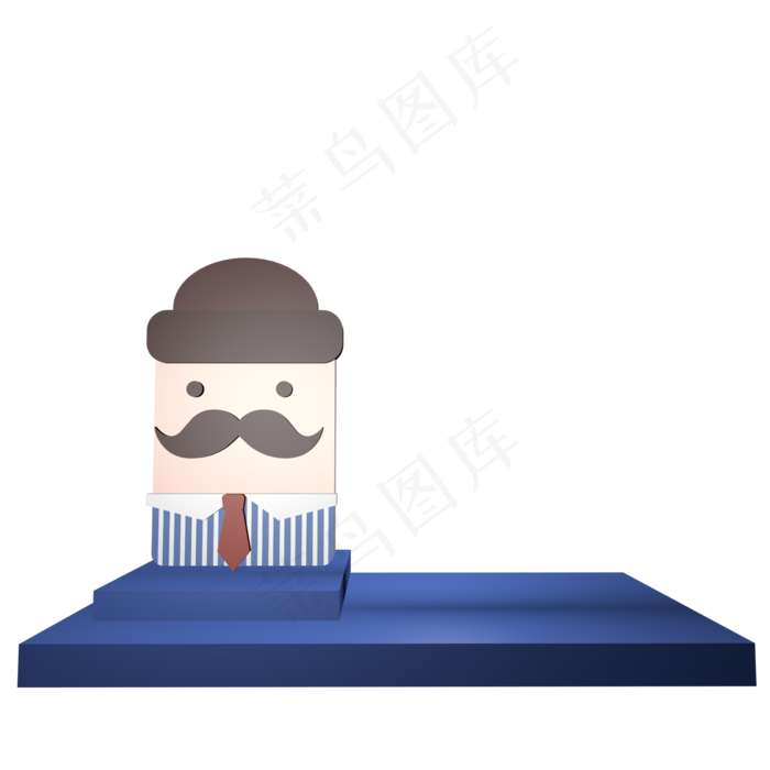 父亲节可爱人物立体形象C4D蓝