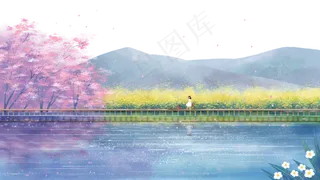 春天景色主题之油菜花与樱花,免抠元素