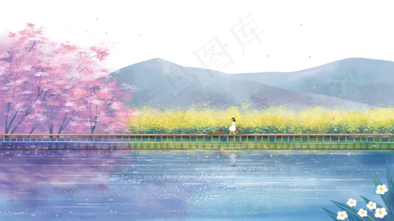 春天景色主题之油菜花与樱花,免抠元素 春天景色主题之油菜花与樱花,免抠元素