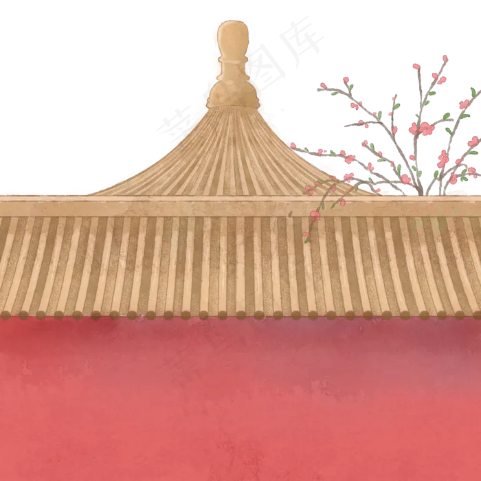 中国风红色故宫屋檐