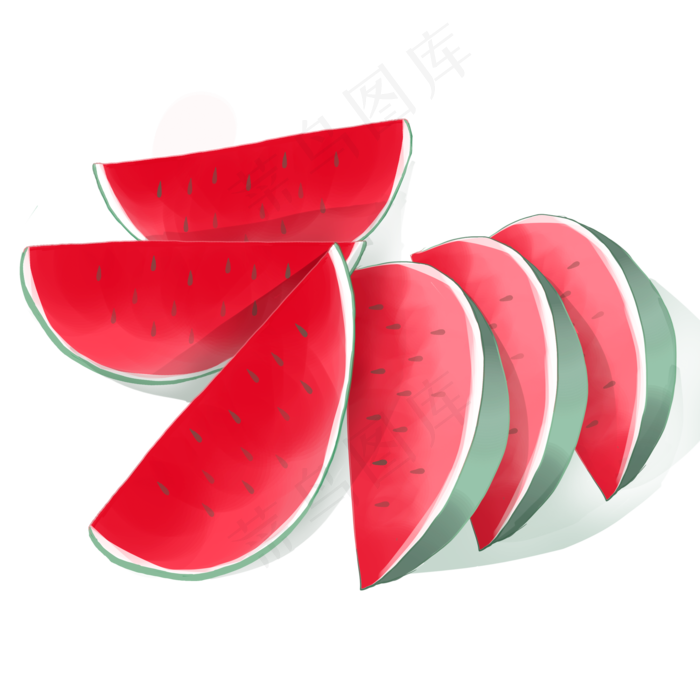 小清新切好的西瓜水果手绘元素