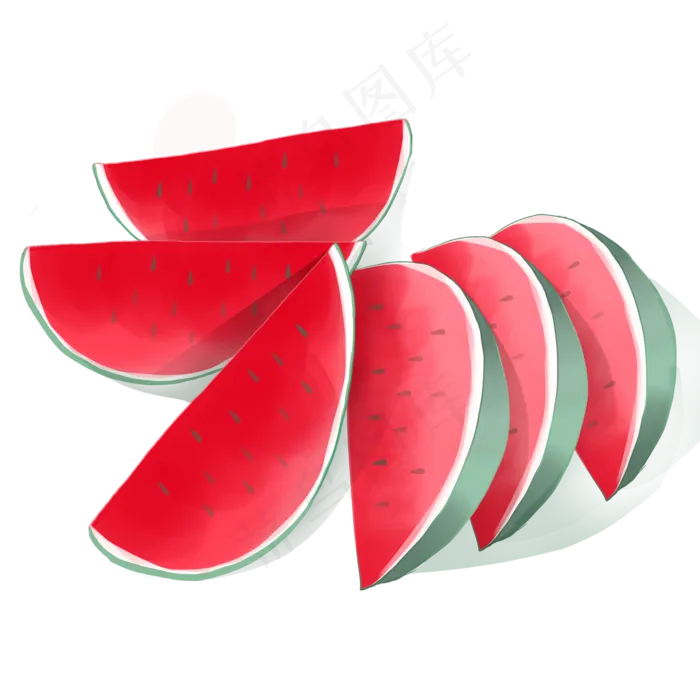 小清新切好的西瓜水果手绘元素(2000X2000(DPI:150))psd模版下载