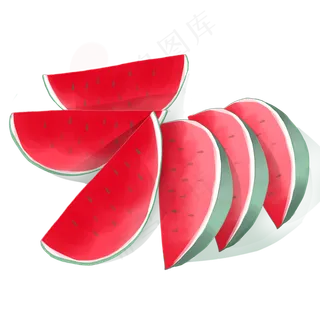 小清新切好的西瓜水果手绘元素