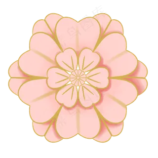 节日粉色边框立体剪纸花,免抠元素