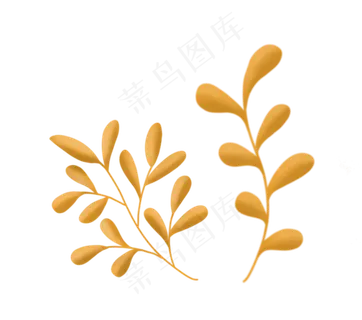 秋分卡通手绘装饰树叶