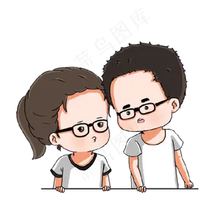 手绘情人节520撒娇情侣