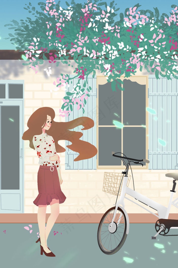 夏日出游蔷薇美女(3545X5315(DPI:300))psd模版下载