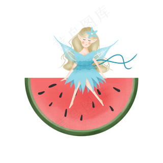 坐在西瓜上的小精灵