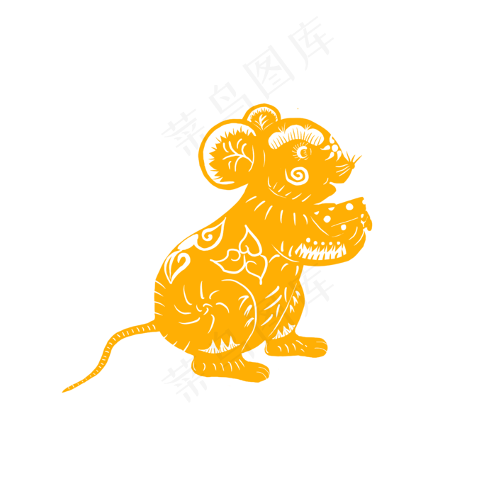 鼠年剪纸老鼠金色,免抠元素(5000X5000(DPI:300))psd模版下载