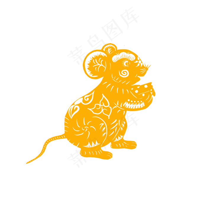 鼠年剪纸老鼠金色,免抠元素(5000X5000(DPI:300))psd模版下载