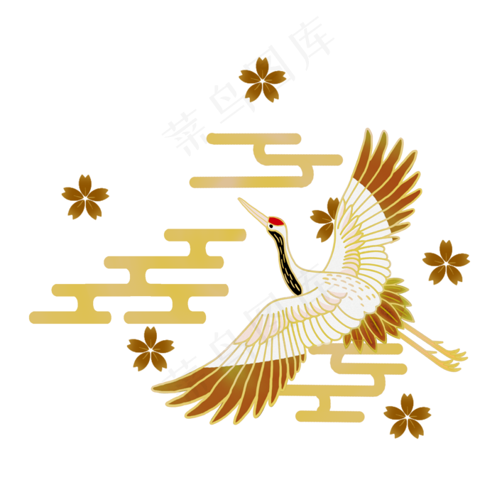 日式花纹和风仙鹤素材