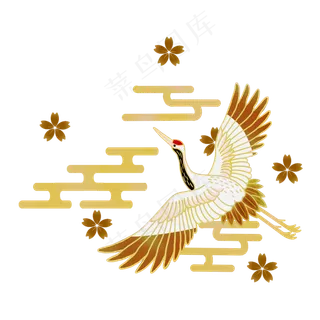 日式花纹和风仙鹤素材