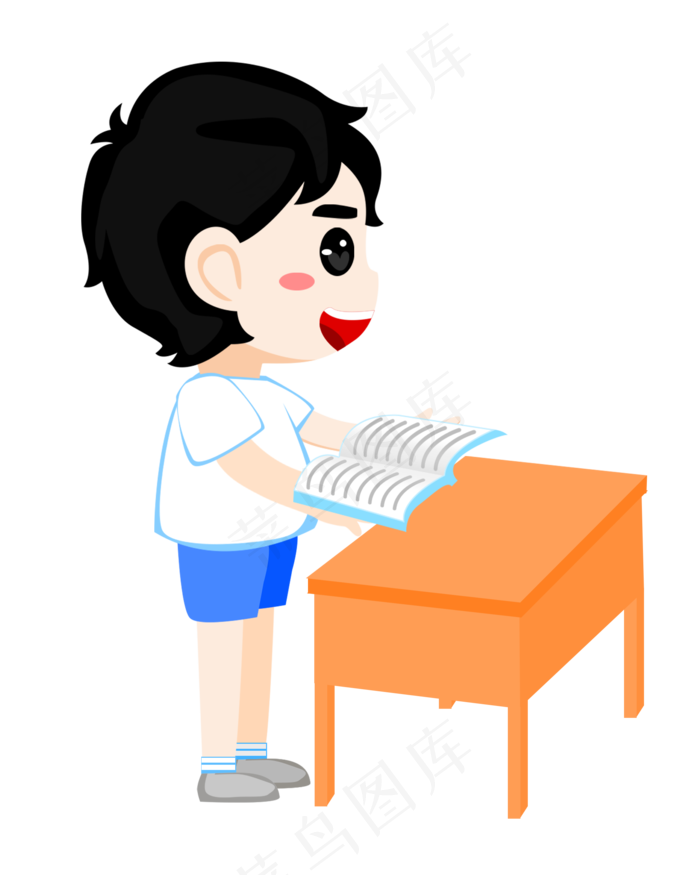 矢量卡通男孩学习