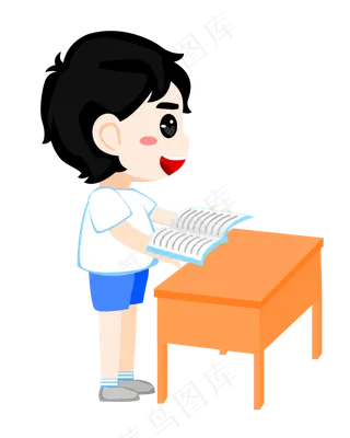 矢量卡通男孩学习