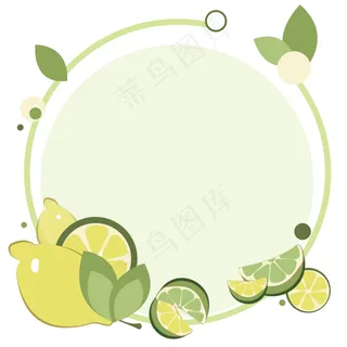 夏日夏至清新黄绿色柠檬矢量边框 夏日夏至清新黄绿色柠檬矢量边框