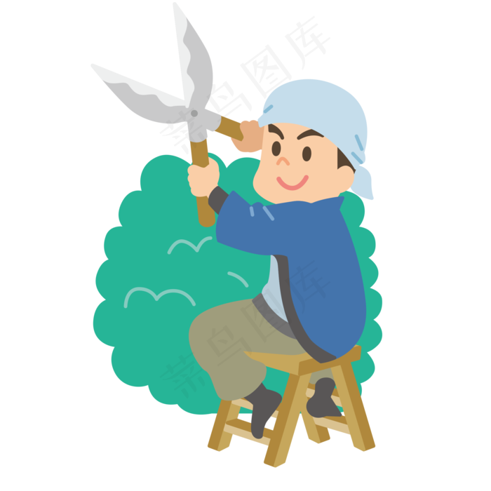 五一劳动节彩色卡通手绘园丁