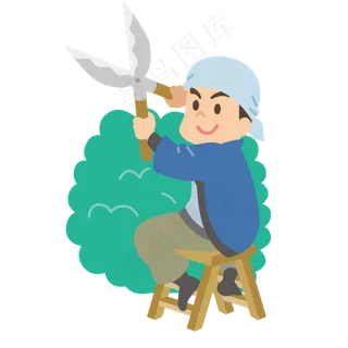 五一劳动节彩色卡通手绘园丁