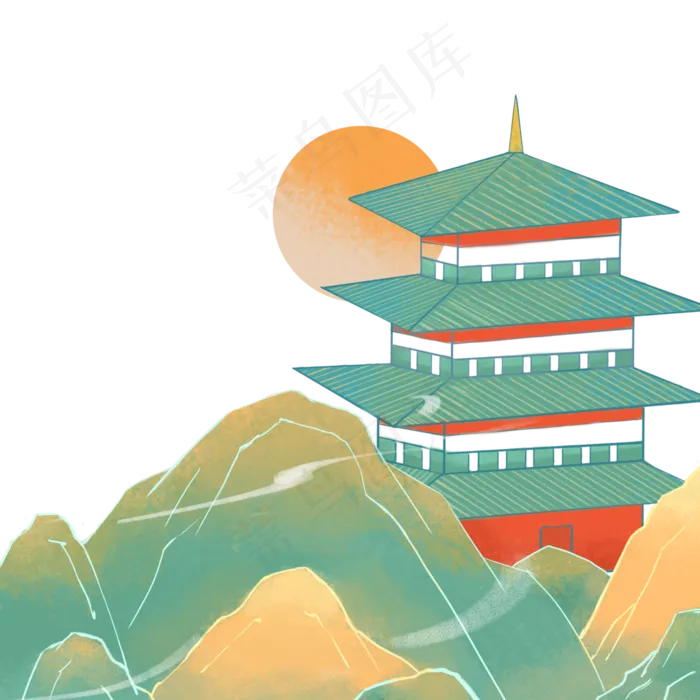 古风阁楼(3000X3000(DPI:300))psd模版下载