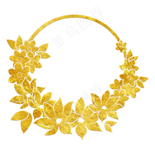 中国风传统烫金鲜花花纹装饰图之