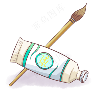 商用手绘手账美术考试学习颜料毛,免抠元素