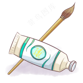 商用手绘手账美术考试学习颜料毛,免抠元素