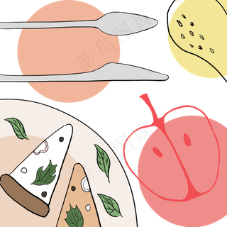 下午茶披萨ins风餐桌美食,免抠元素