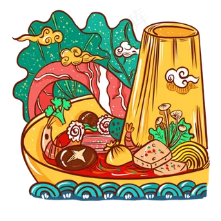 国潮美食铜锅涮肉,免抠元素