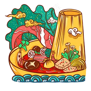 国潮美食铜锅涮肉,免抠元素