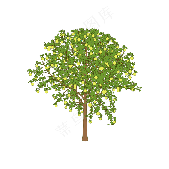 扁平简约手绘风卡通立秋丰收果树