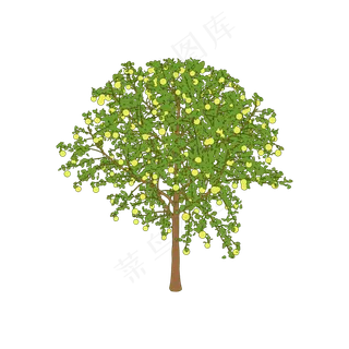 扁平简约手绘风卡通立秋丰收果树