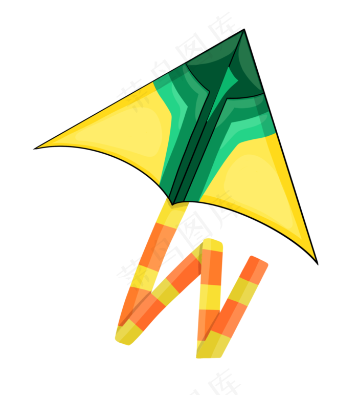 手绘黄绿色风筝