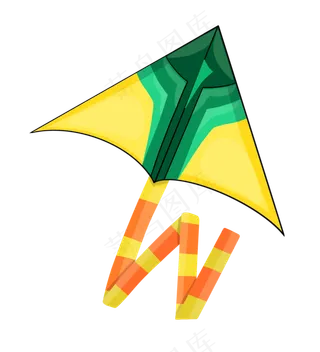 手绘黄绿色风筝
