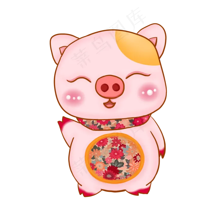 猪年粉色穿花衣裳花肚兜的喜庆小(2000X2000(DPI:300))psd模版下载